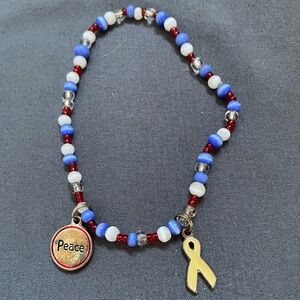 Beaded Bracelet with Peace Charm